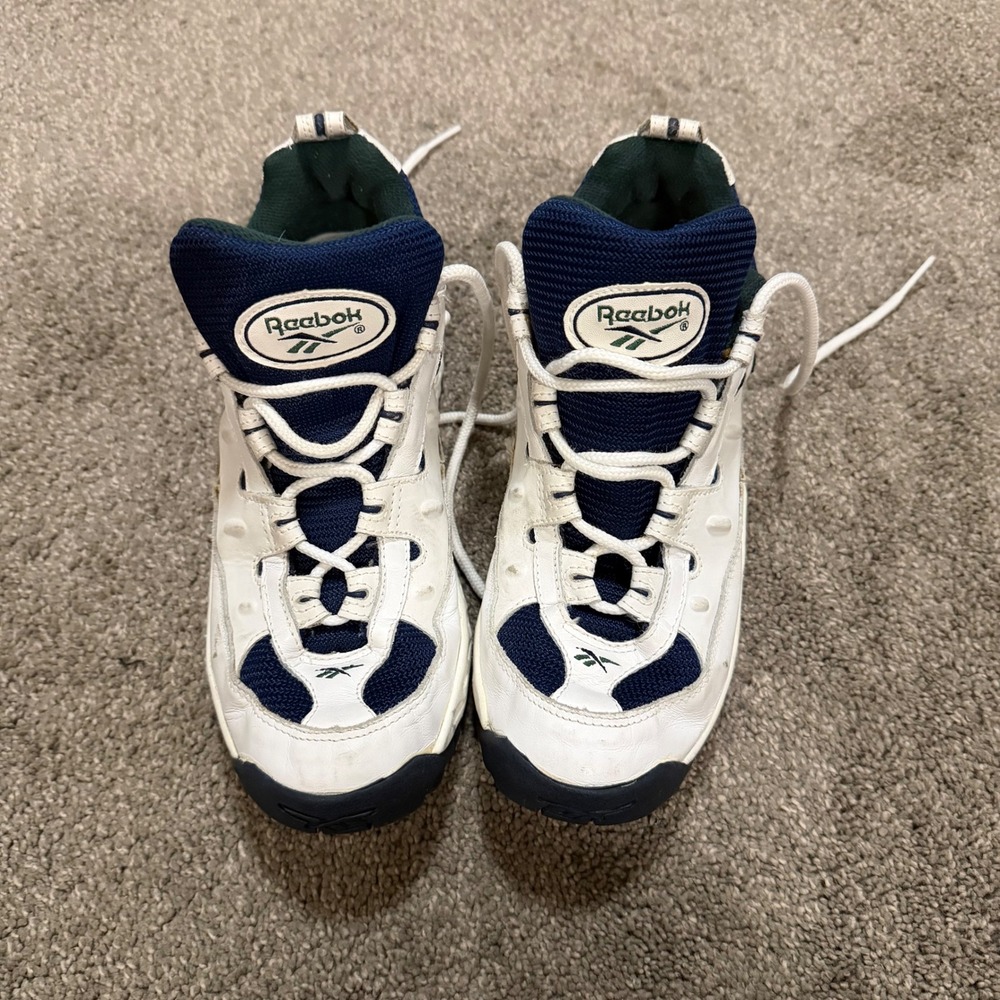 Reebok Women's White Navy Green Athletic Shoes Size 10‎ Casual Sneakers